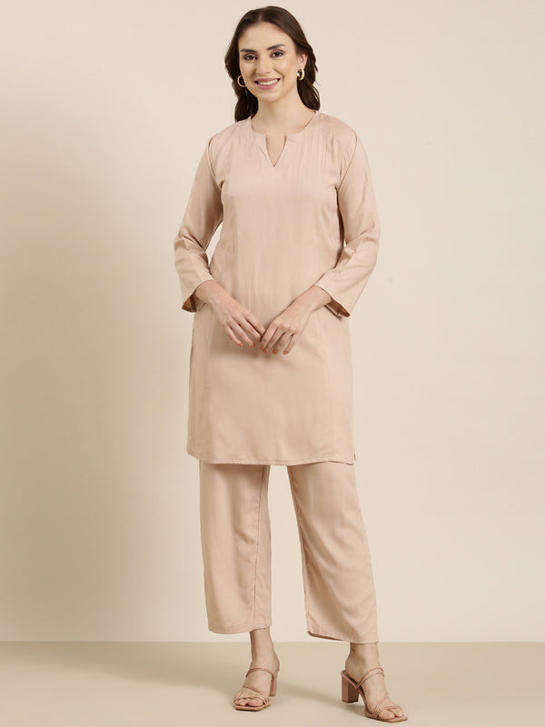 Champagne straight kurta co-ord set