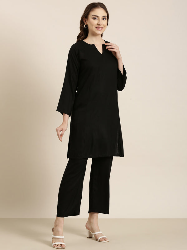 Black straight kurta co-ord set