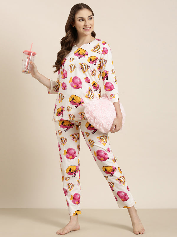 Notched Pink Fish PJ Set