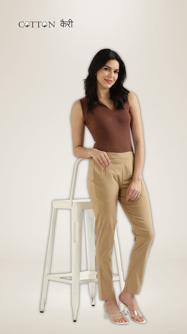 Brown Stretchable pants