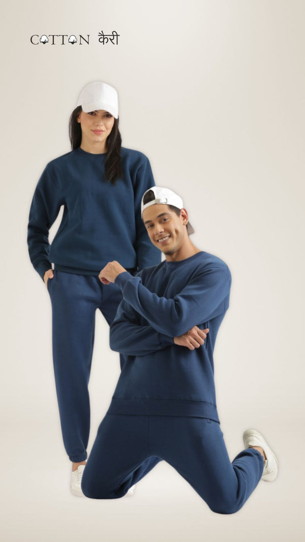 Denim Blue Unisex Sweatshirt and Pant Co-ord Set