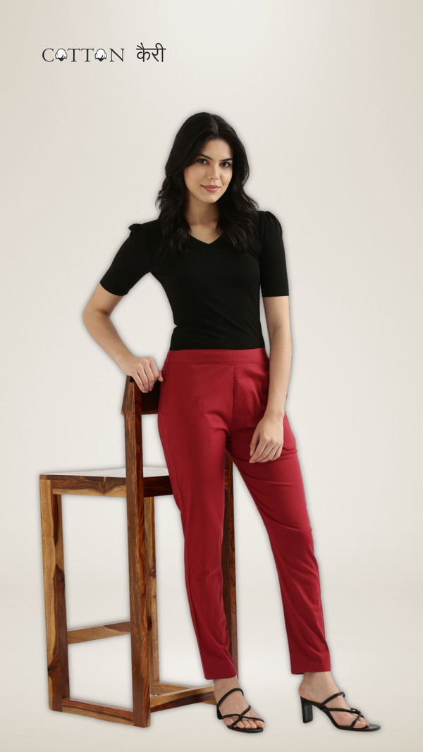 Maroon Stretchable Pants