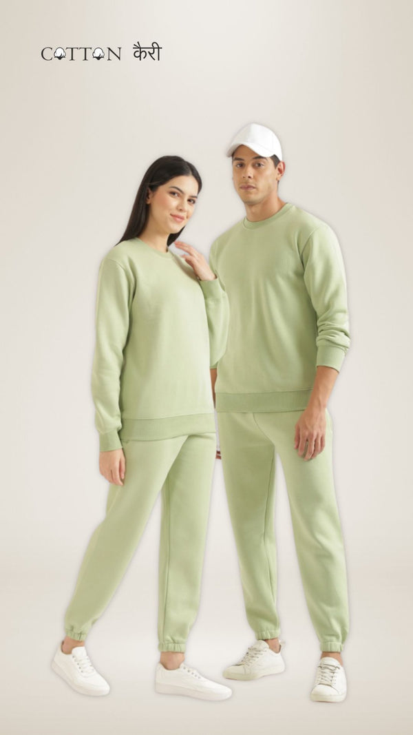 Mint Green Unisex Sweatshirt and Pant Co-ord Set