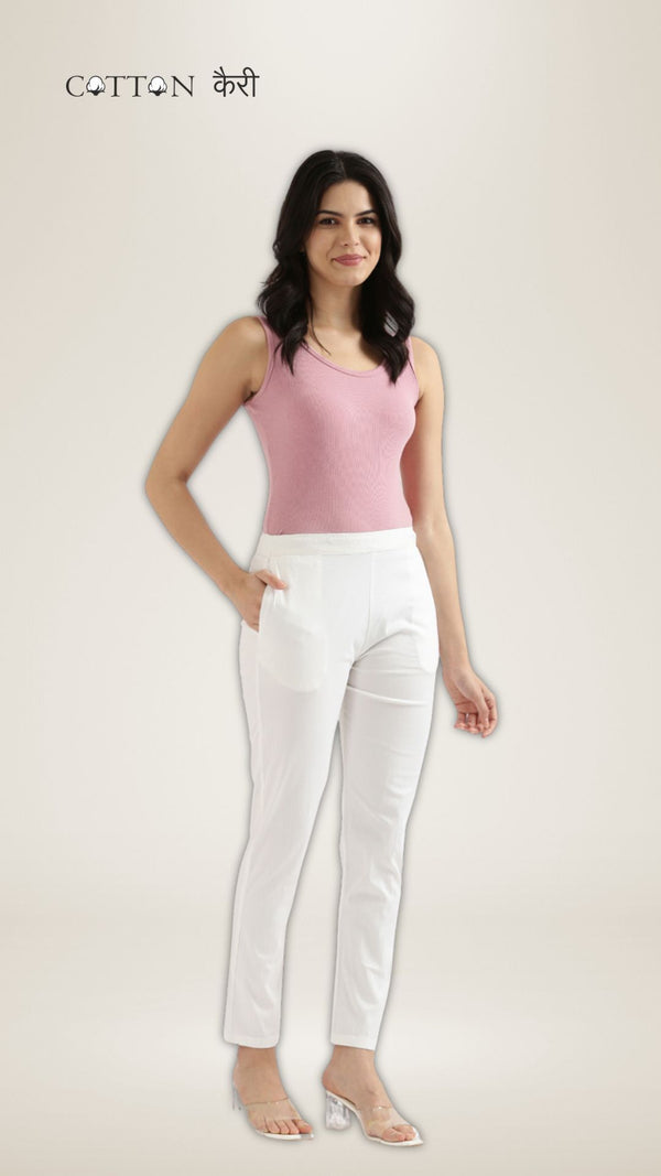 White Stretchable pants