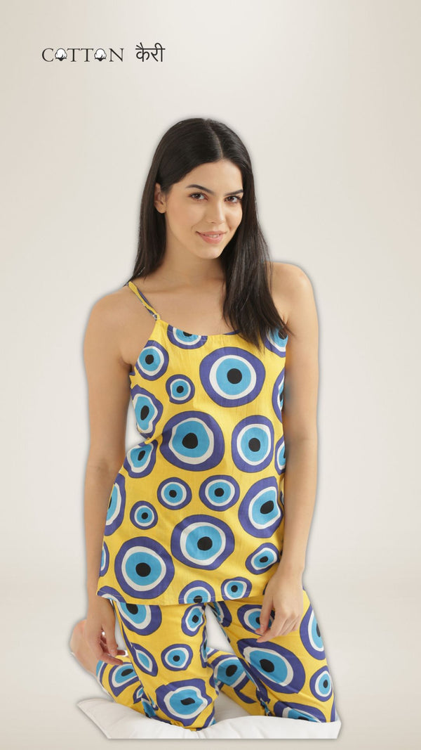 Sleeveless Yellow Evil Eye PJ Set